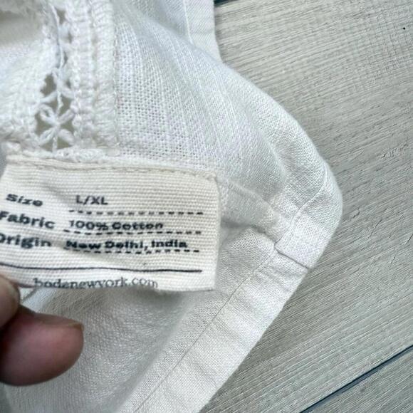 BODE Mens White Embroidered Nouveau Fleur Shirt Size L/XL plain-woven linen Boho - Picture 8 of 15